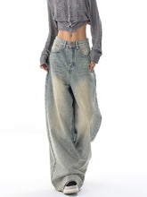 Retro light blue loose design Slim Wide-Leg Jeans